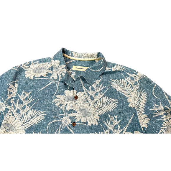 Tommy Bahama‎ 100% Silk Blue Floral Shirt Button Front Mens Size XXL - Picture 2 of 3